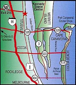 Map to the Holiday Inn in Titusville Florida