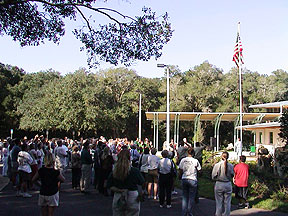 Flag raising at the opening of the Enchanted Forest Education Center