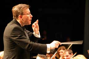 Christopher Confessore conducting the Brevard Symphony Orchestra.