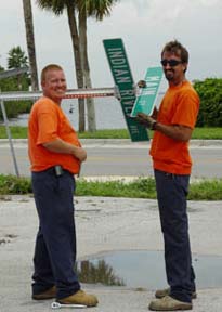 Hurricane Charley - street sign damage