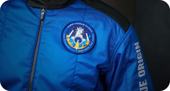 Jacket with commemorative patch.