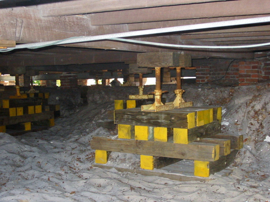 Stabilization work under the house.