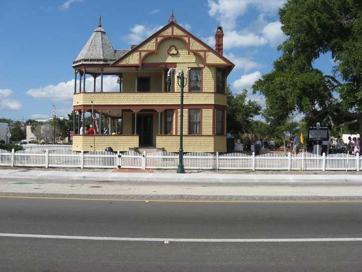 Gathering in front of house.