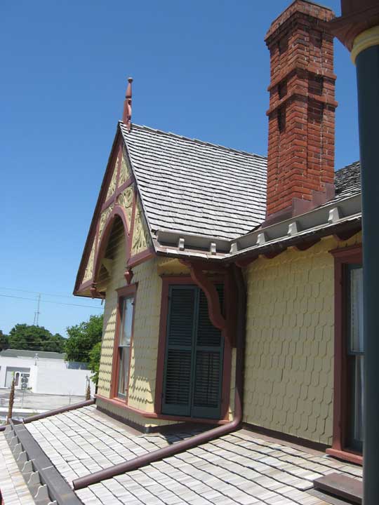 Gable on south side of house.