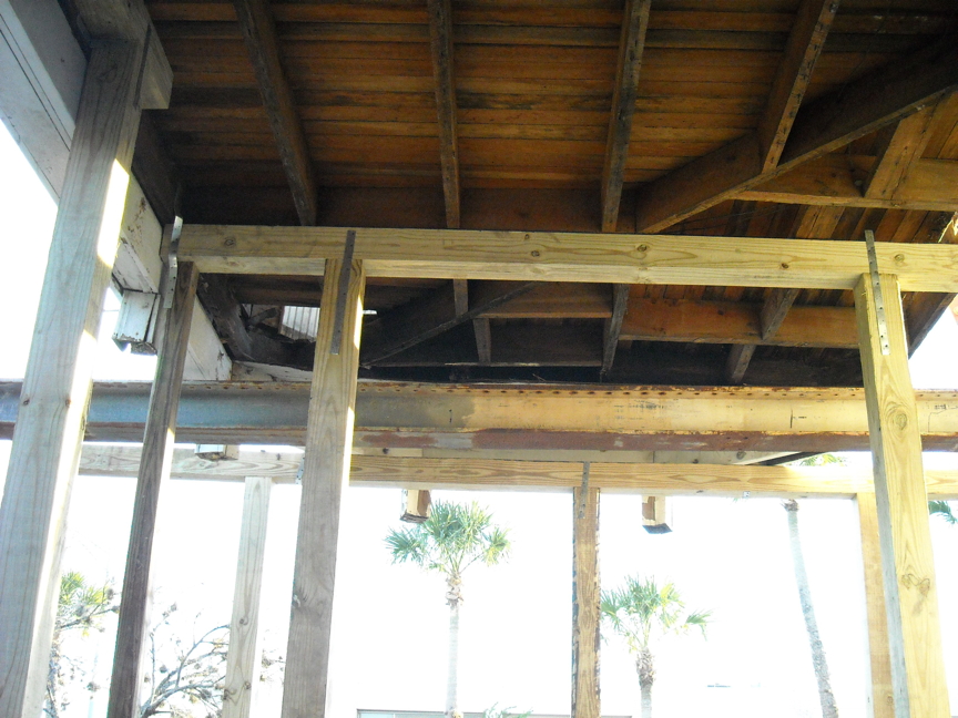 Under framing of second porch flooring. Under framing of second porch flooring.