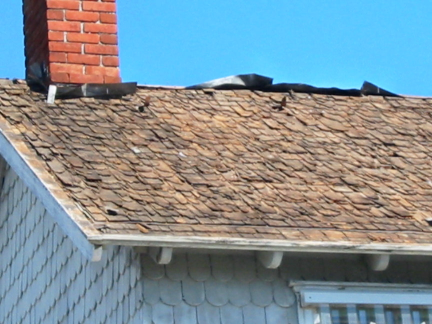 Close view of old shingles on roof of the Pritchard House. Close view of old shingles on roof of the Pritchard House.