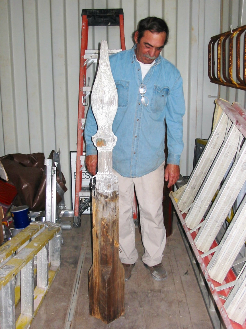 Original turret finial showing size. Original turret finial showing size.