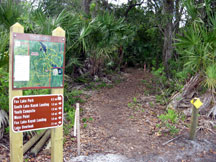 Trail head at first junction in Fox Lake Sanctuary.