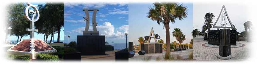 Monuments to the workers in NASA's Mercury, Gemini, Apollo & Shuttle programs - Titusville, Florida.