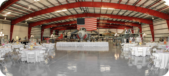 Set up for a wedding at Titusville's Valiant Air Command's Warbird Museum.