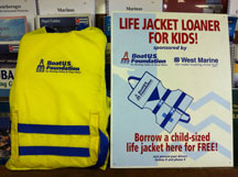 Titusville Marina's free kids life jackets.