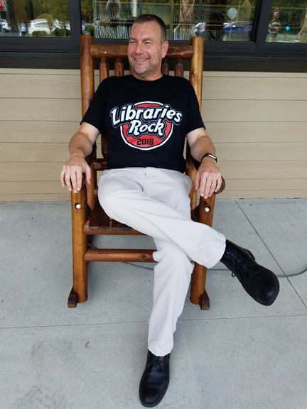Jeff Thompson relaxing on the porch.