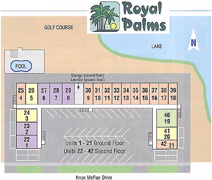 Layout of the Royal Palms Condos in Titusville, Florida